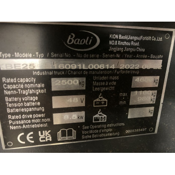Chariot élévateur BAOLI KBE25N 2T5 ELECTRIQUE