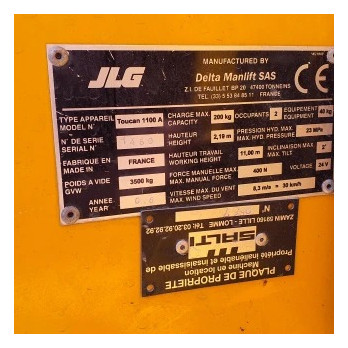 Nacelle électrique Toucan mat Vertical JLG 1100 A