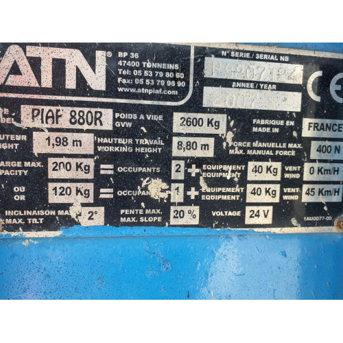 Nacelle ATN 880R - 2007 8m | France Compact